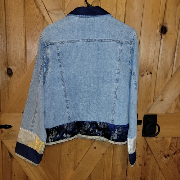 Vintage Newport News Jeanology Jacket Size 14 Y2K Dragon FloralEmbroidered Denim - Picture 8 of 14